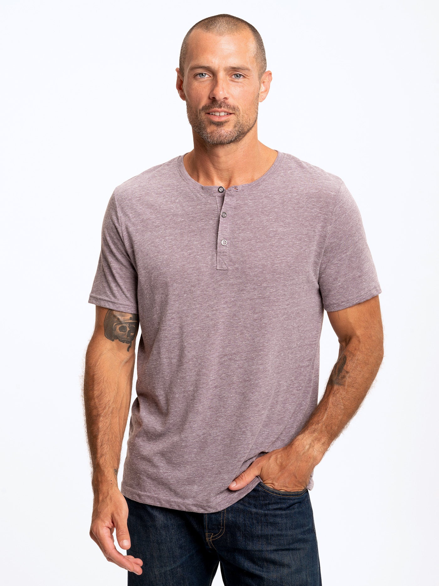 Triblend Henley Mens Tops Tshirt Short Threads 4 Thought 