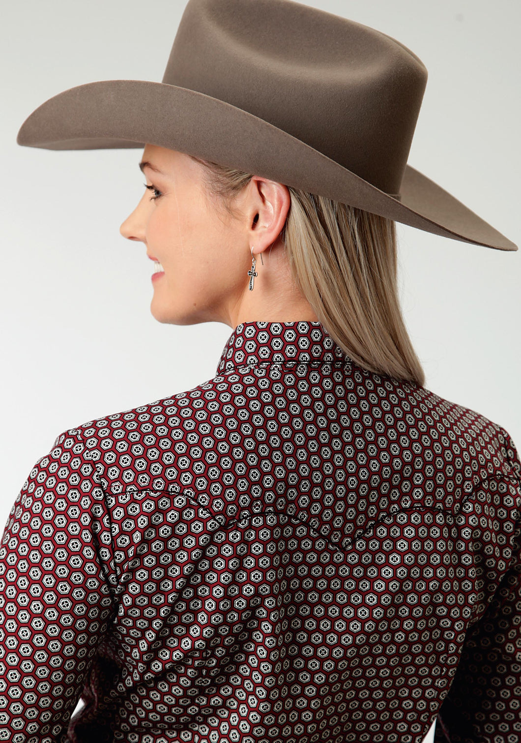 Ladies Amarillo Collection- Brick Mortar Amarillo Womens Long Sleeve Shirt 0544 Honeycomb Foulard