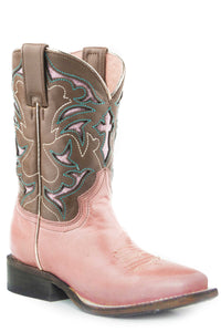 Trust Square Boot Little Kids Boots Pink Leather Vamp Brown Shaft