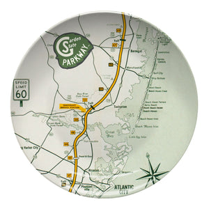 New Jersey Garden State Parkway Retro Map Resin Plate Transit Gifts