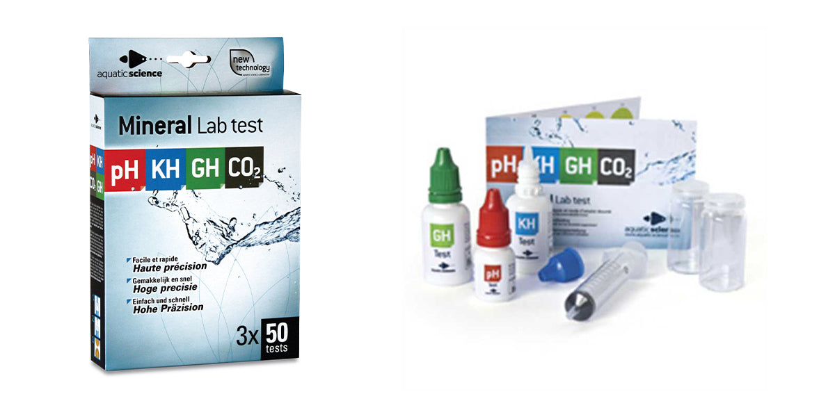 Mineral Lab water analysis kit to determine mineralization parameters (pH, KH, GH, CO2)