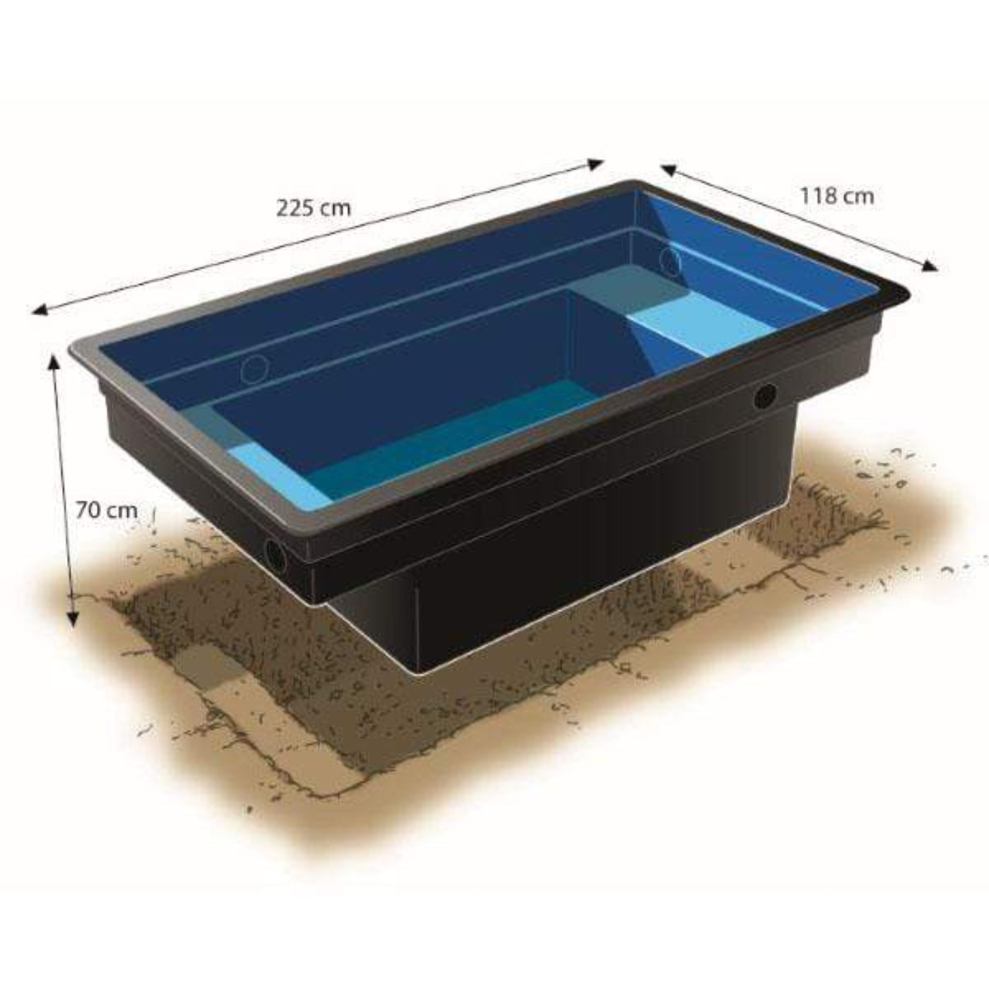 Quadra C2 - Bassin à enterrer 225 x 118 x 70CM - 1500litres - Ubbink
