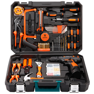Household Tools Set with Cordless 12v Lithium Drill + (Extra lithium Battery + EXECUTIVE GIFT PACK)