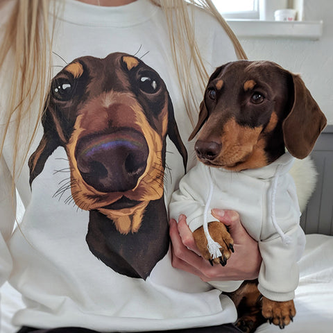 sweatshirt with dogs face on it