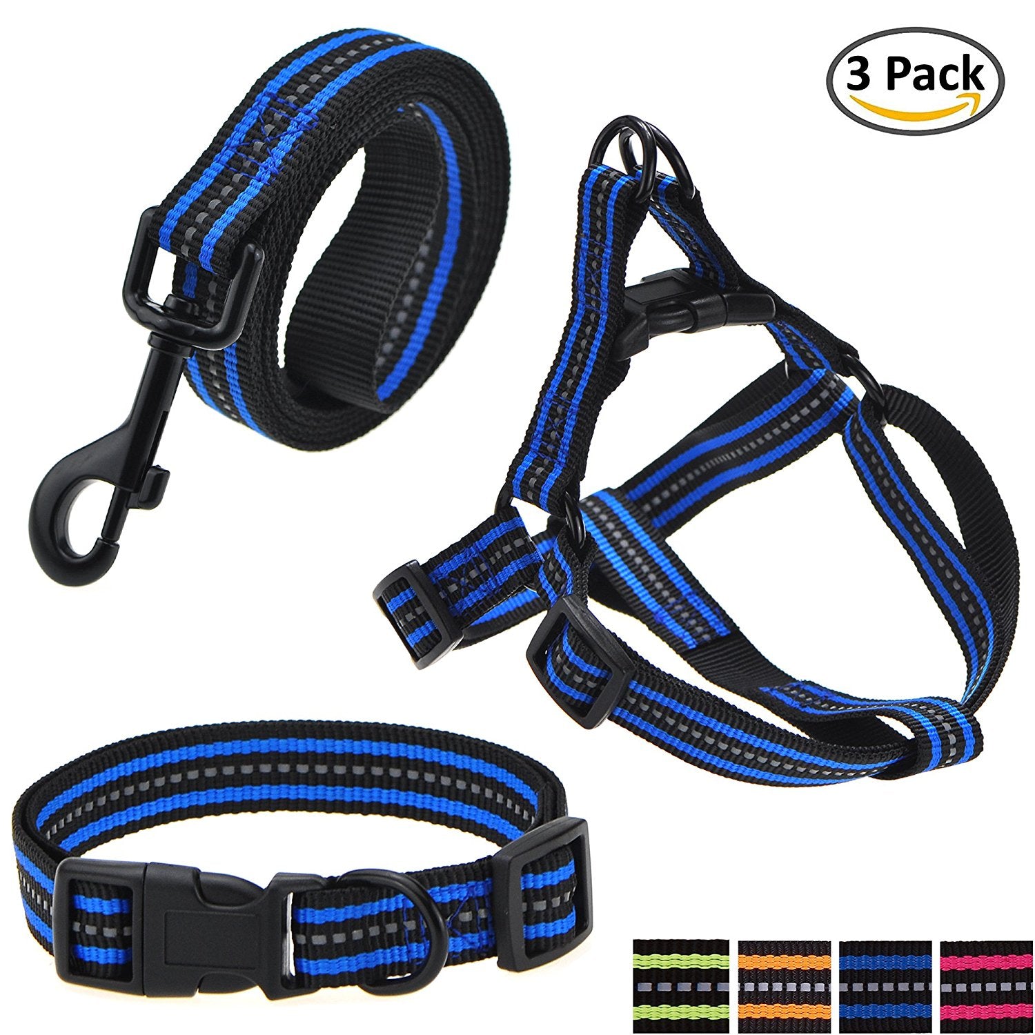 dog collar leash harness set