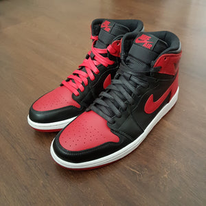 bred toe red laces