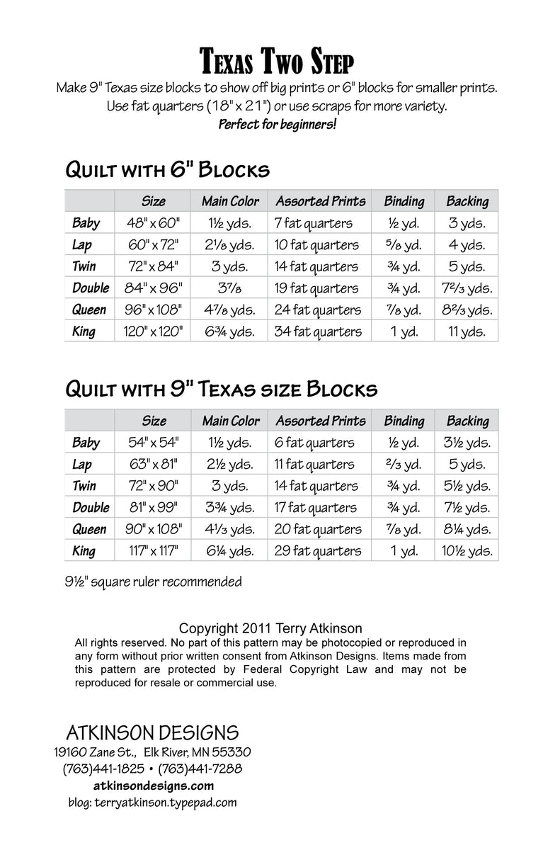 Texas Two Step Pattern Atkinson Designs