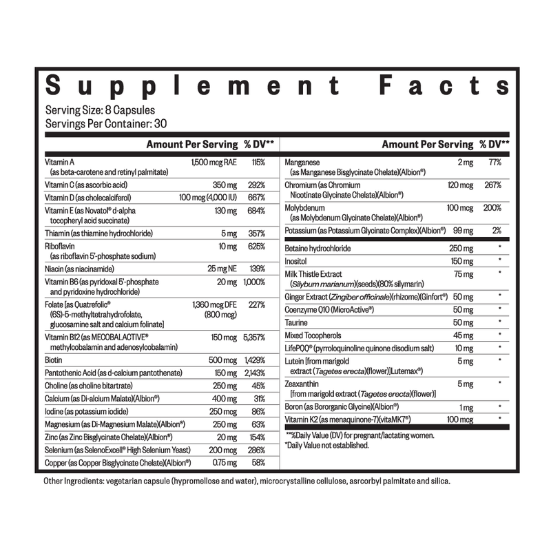 Optimal Prenatal Supplement facts 