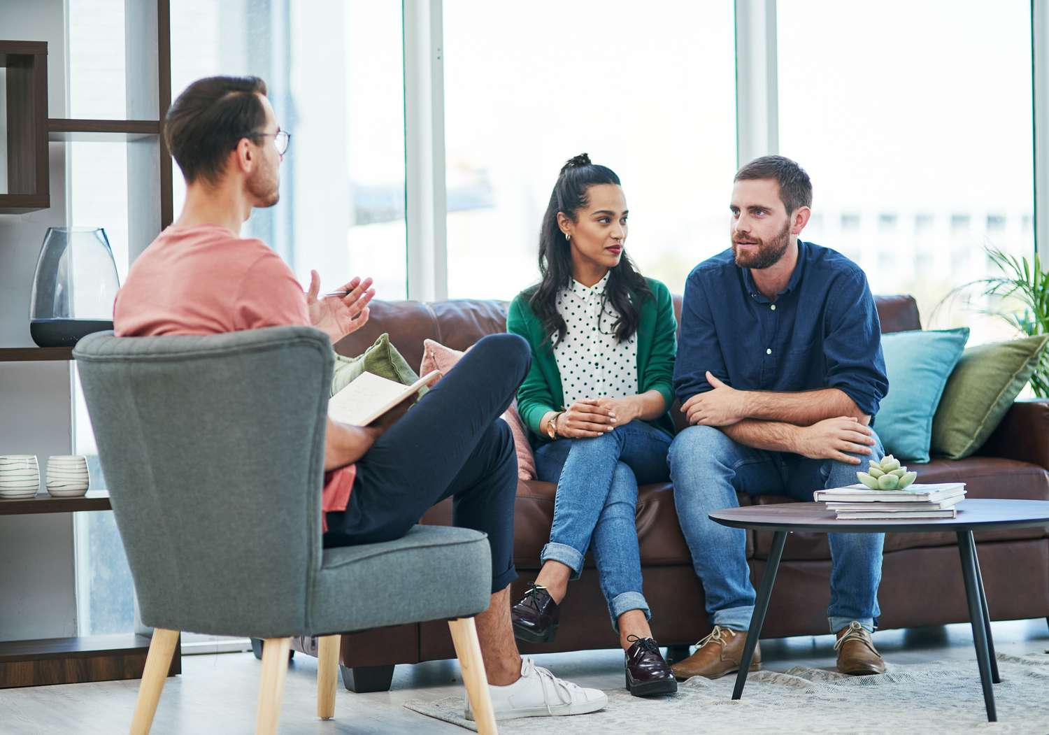 couple talking to a therapist