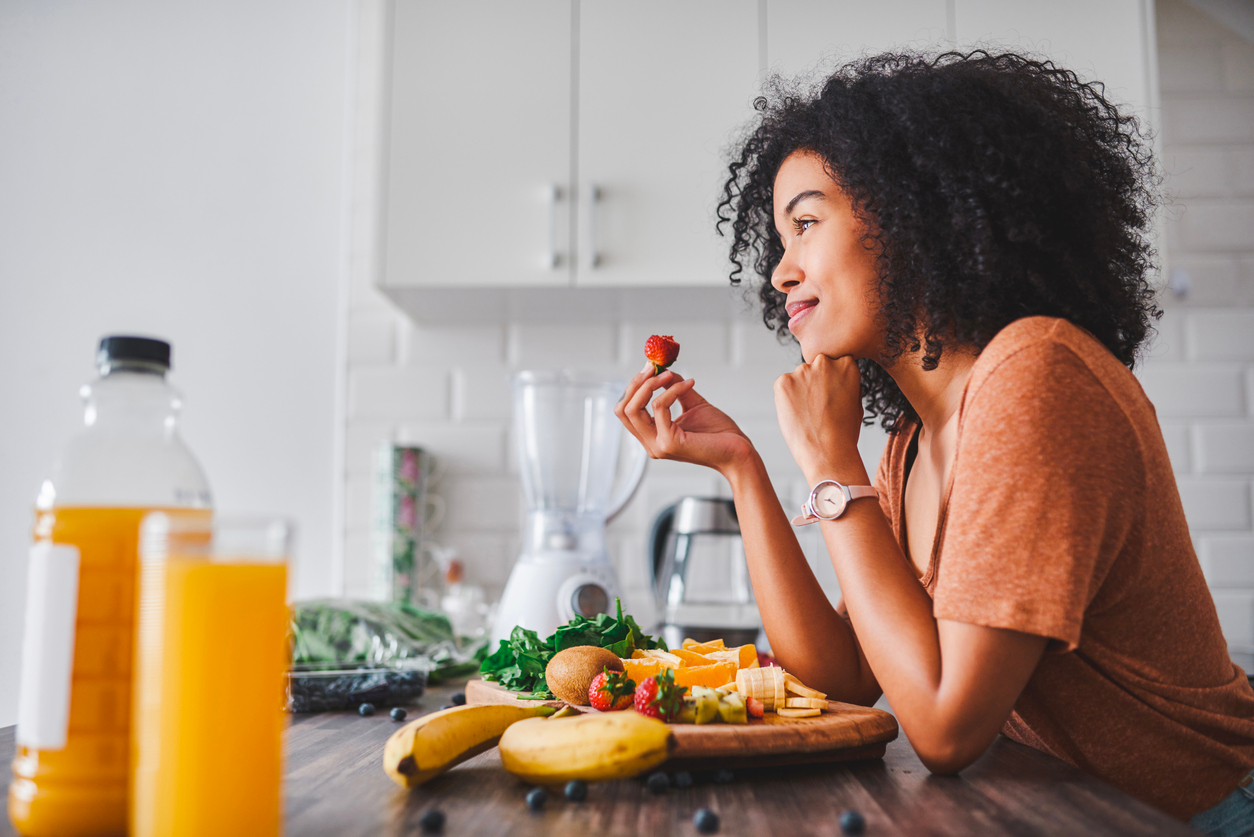 Women eating fruit