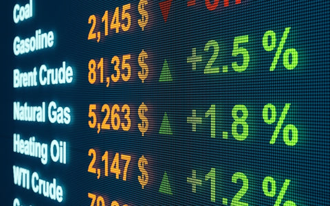 stock ticker showing price changes in oil market