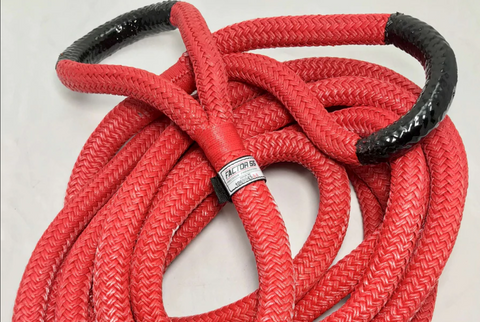 red kinetic recovery rope coiled in a bundle