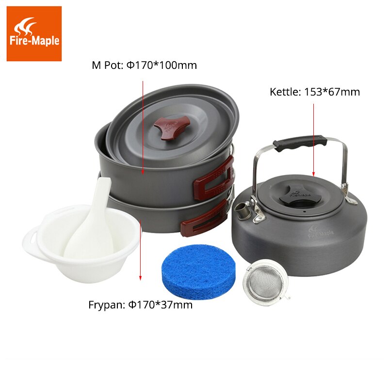 Outdoor Cutlery Set with Kettle Panelas Camp Cooking Cookware Picnic FMC-204