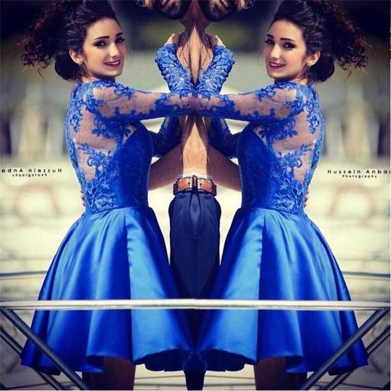 Royal Blue High Neck Lace Top Long 