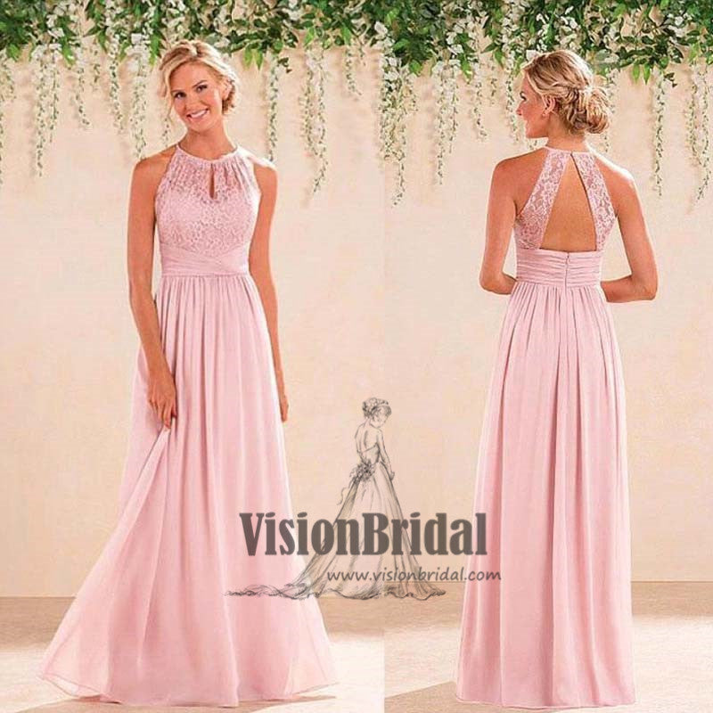 long chiffon lace bridesmaid dresses