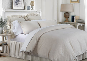 Pure French Flax Linen Duvet Cover Set 3 Pc In Natural Linen