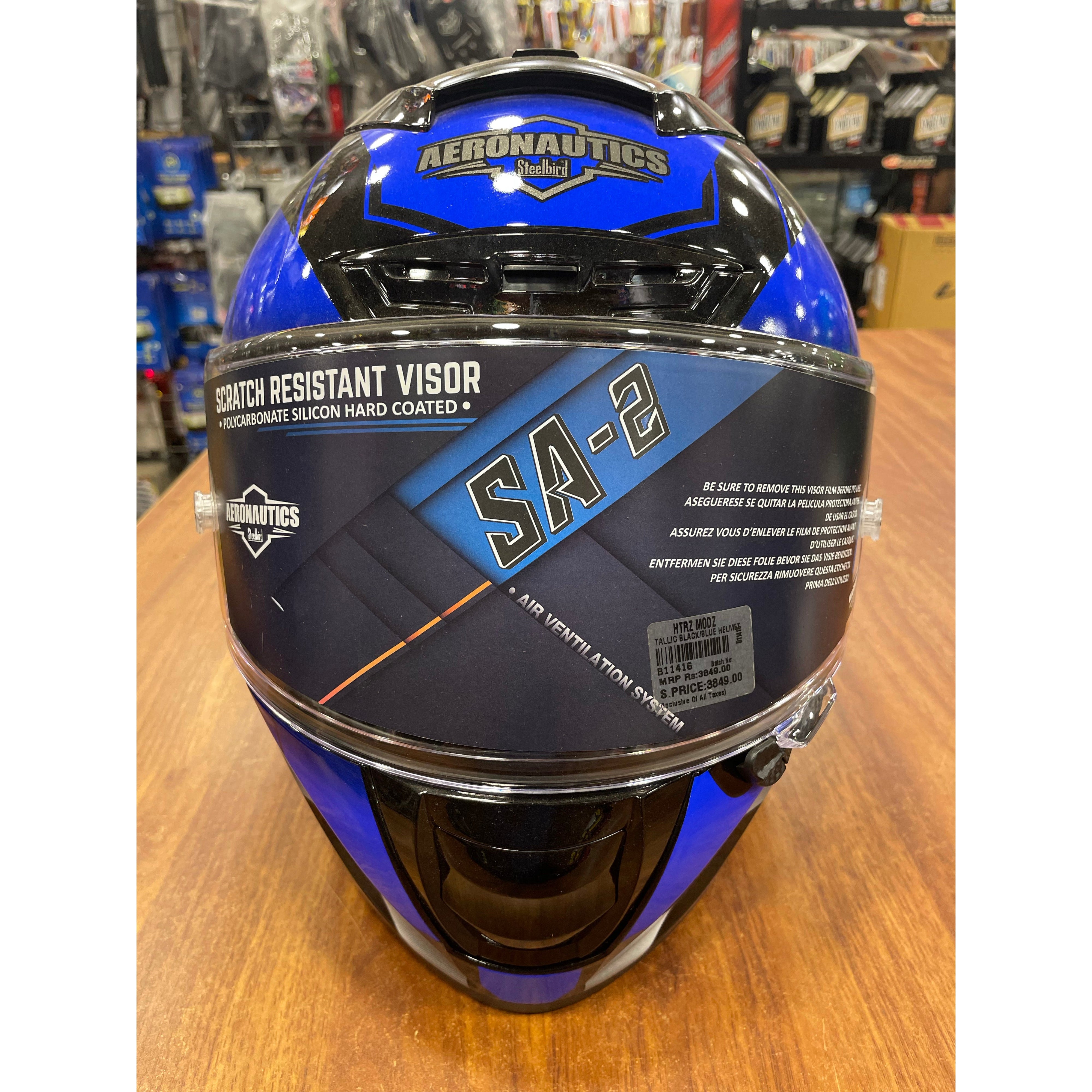 steelbird blue helmet