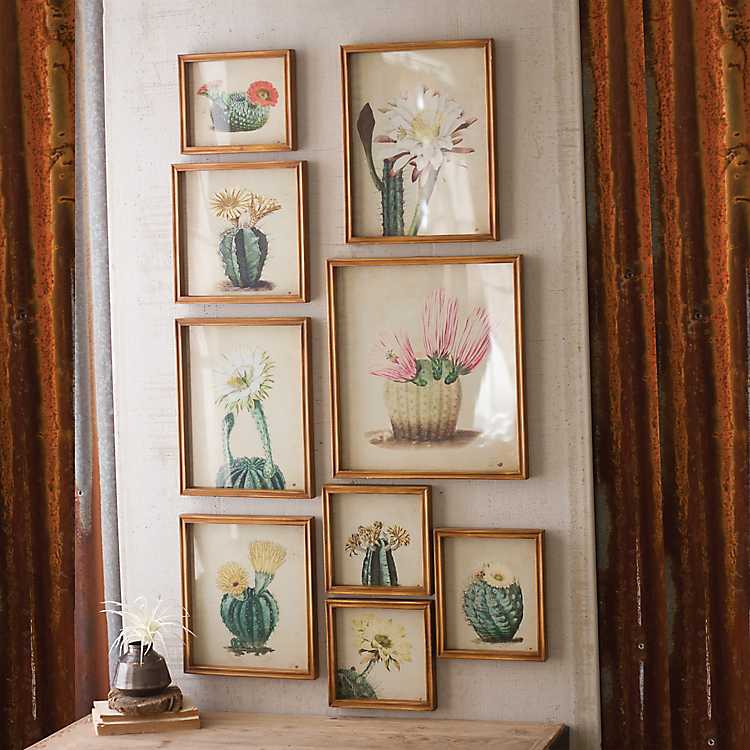 Botanic Leaf Prints With Rustic Wood Frames - Set of 6 - Woodwaves