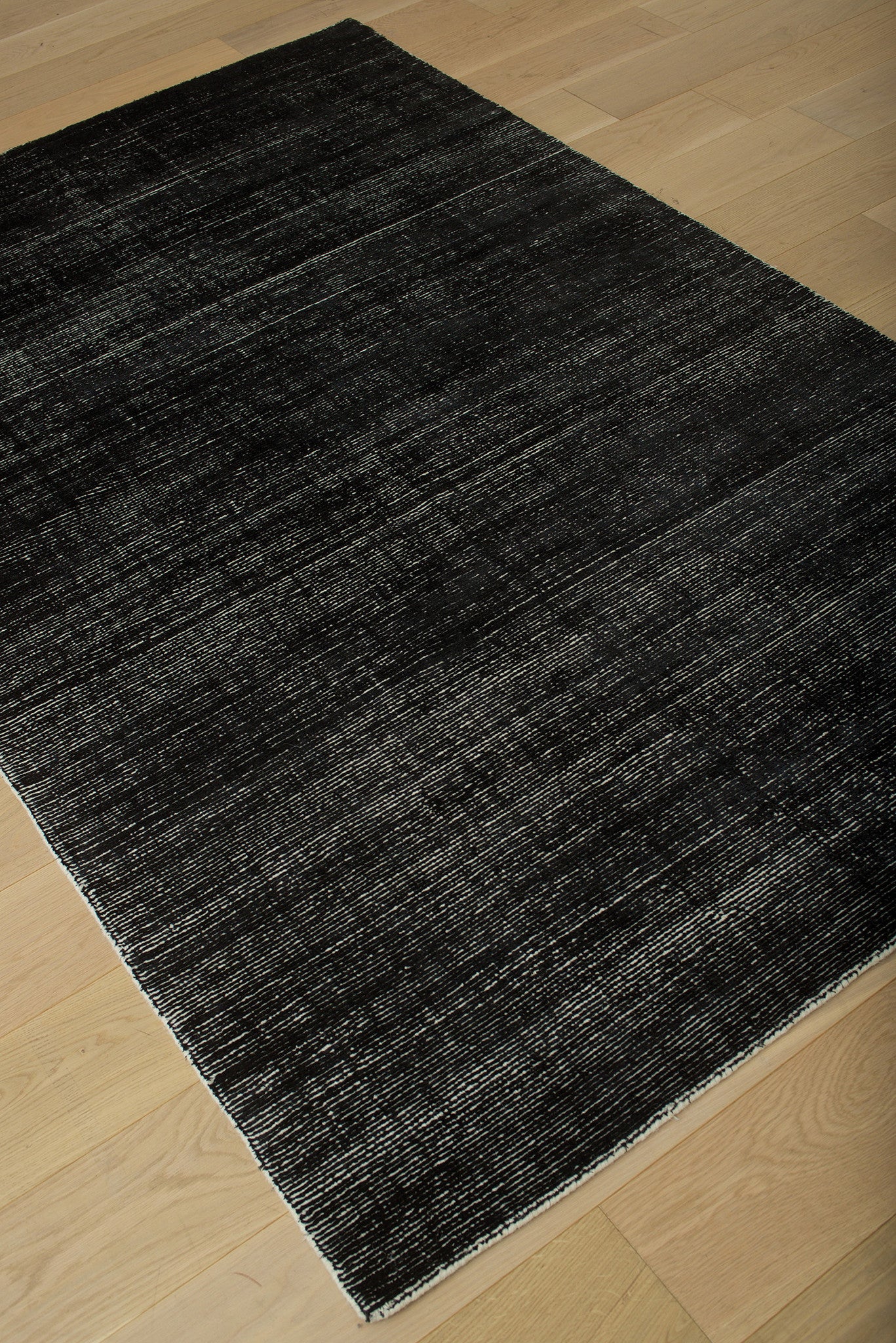 Faded Black and White Wool Area Rug Woodwaves