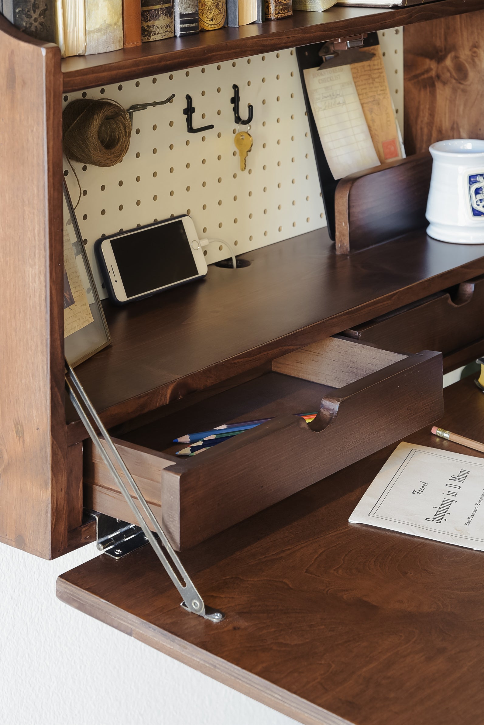 Floating Desk Wall Mount Fold Down Craft Table Workstation Walnut Woodwaves