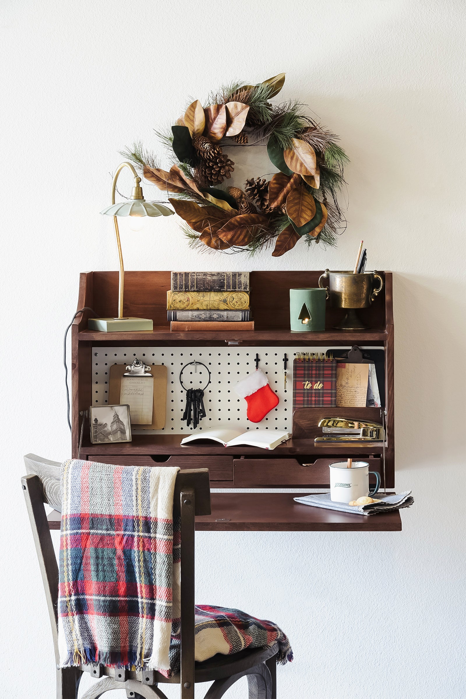 Floating Desk Wall Mount Fold Down Craft Table Workstation Walnut Woodwaves