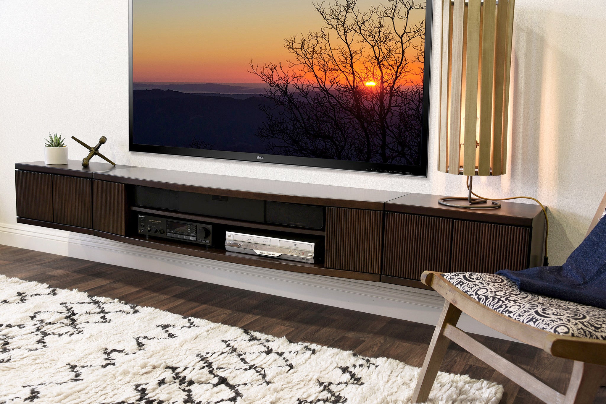 Floating Wall  Mount Entertainment Center TV  Stand  Curve 