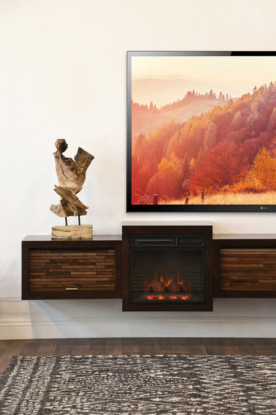 Floating Fireplace Wall Mount TV Stand - ECO GEO Espresso ...