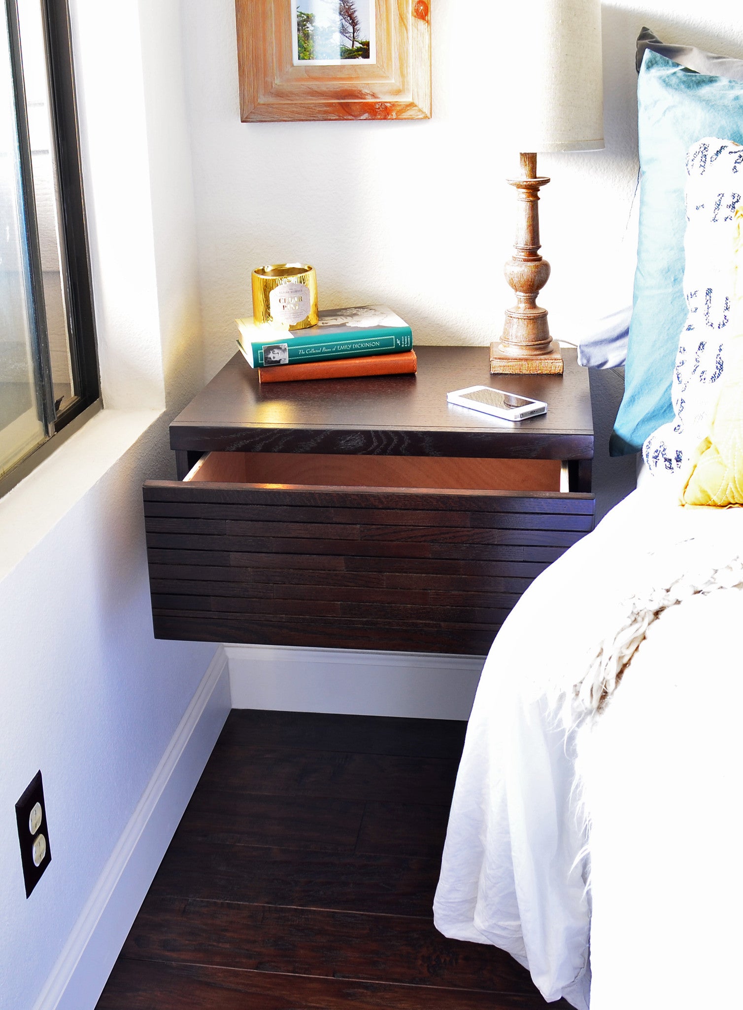 Wall Mounted Nightstands Floating Drawers - Mayan Espresso - Woodwaves - Wall Mounted Nightstands Floating Drawers - Mayan Espresso