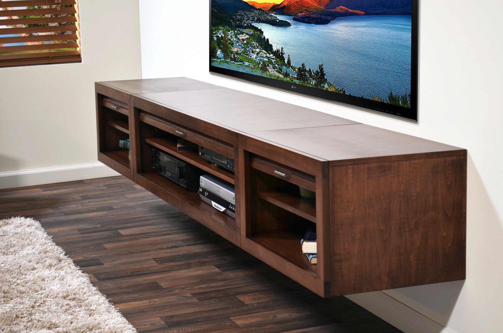 Wall Mounted Floating TV Stand Entertainment Center - ECO GEO Mocha