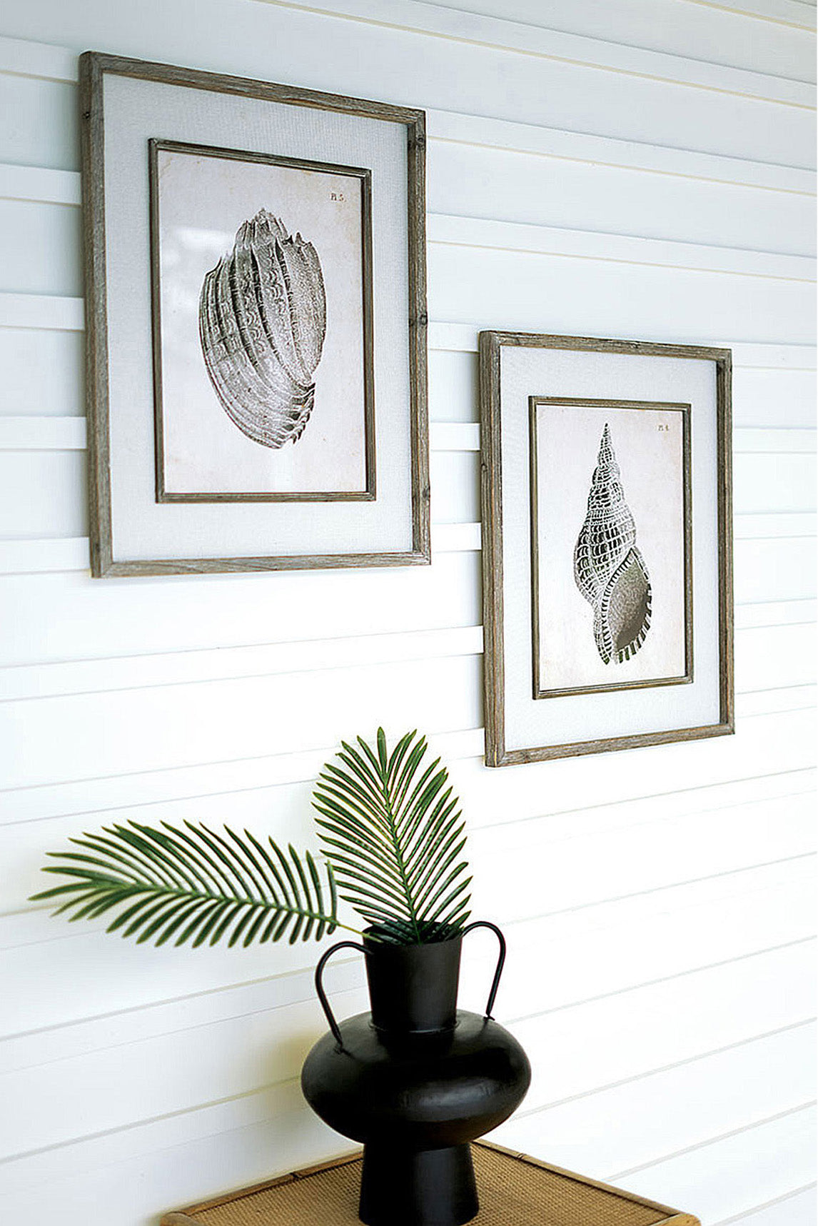 Botanic Leaf Prints With Rustic Wood Frames - Set of 6 - Woodwaves