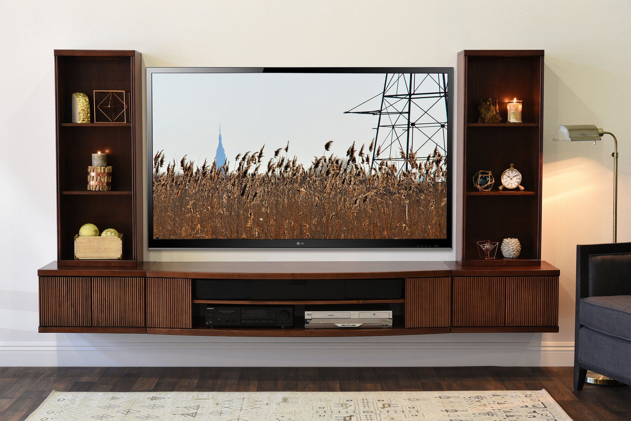 Floating TV  Stand  Wall  Mount Entertainment Center Curve 