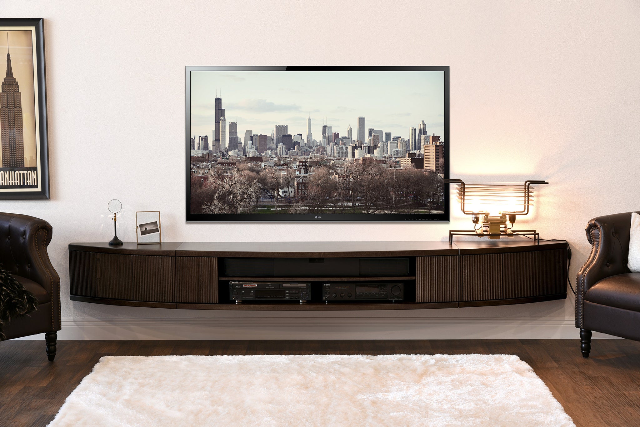 Wall Mount  Floating  Entertainment Center TV  Stand  Arc 