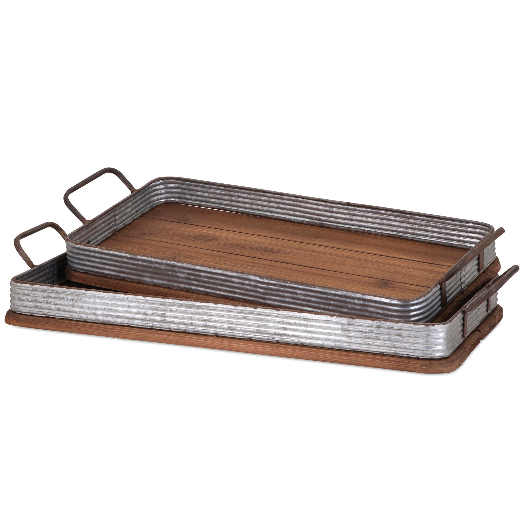 wood and metal tray