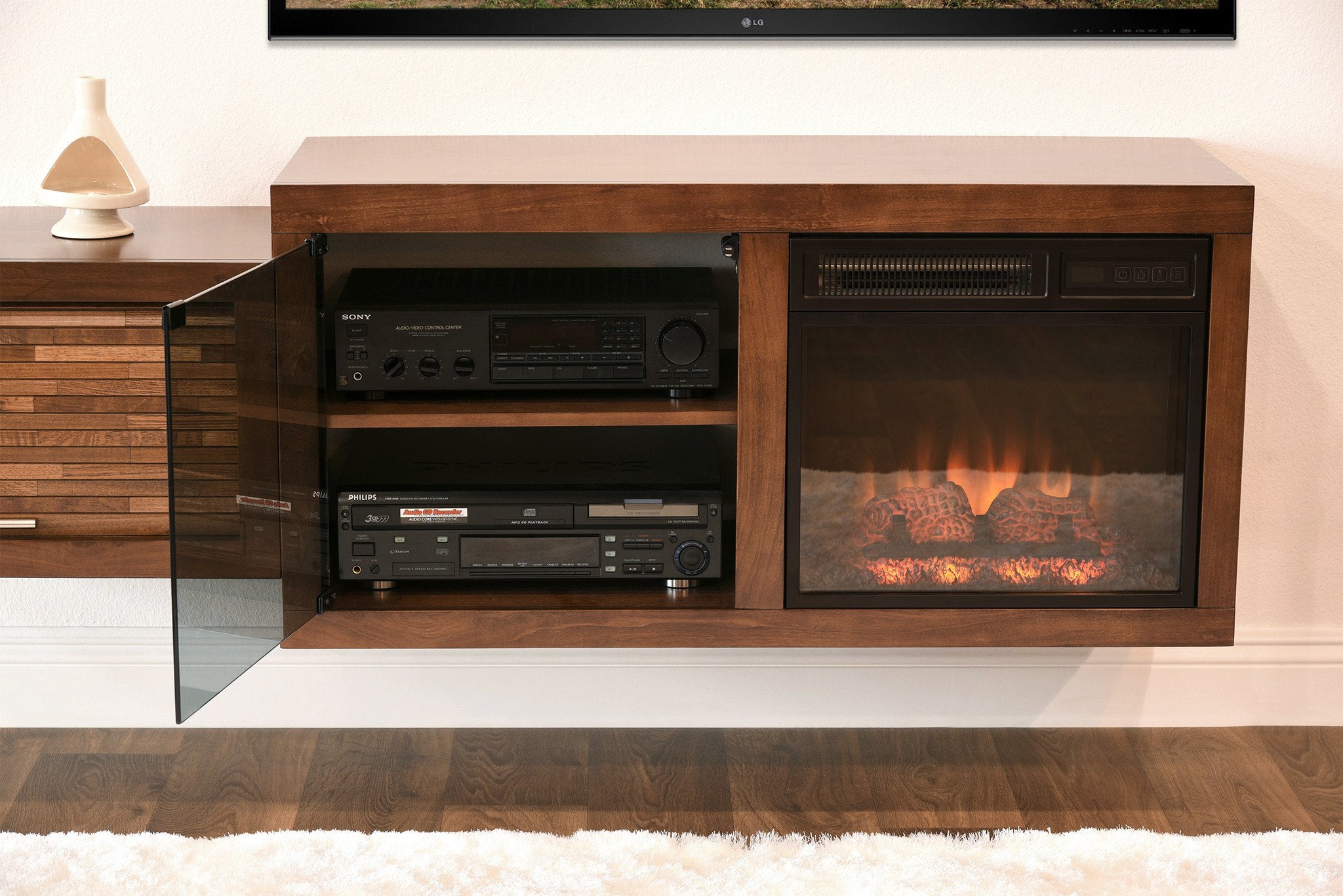 Fireplace TV Stands & Floating Wall Mount Consoles Woodwaves