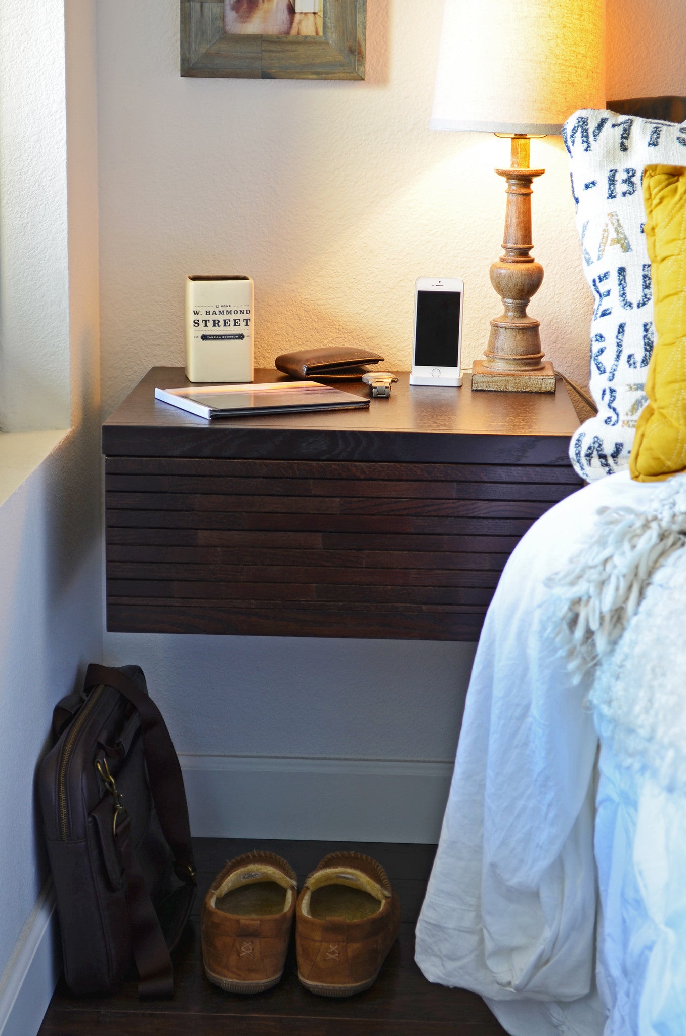 Wall Mounted Nightstands Floating Drawers - Mayan Espresso - Woodwaves - Wall Mounted Nightstands Floating Drawers - Mayan Espresso