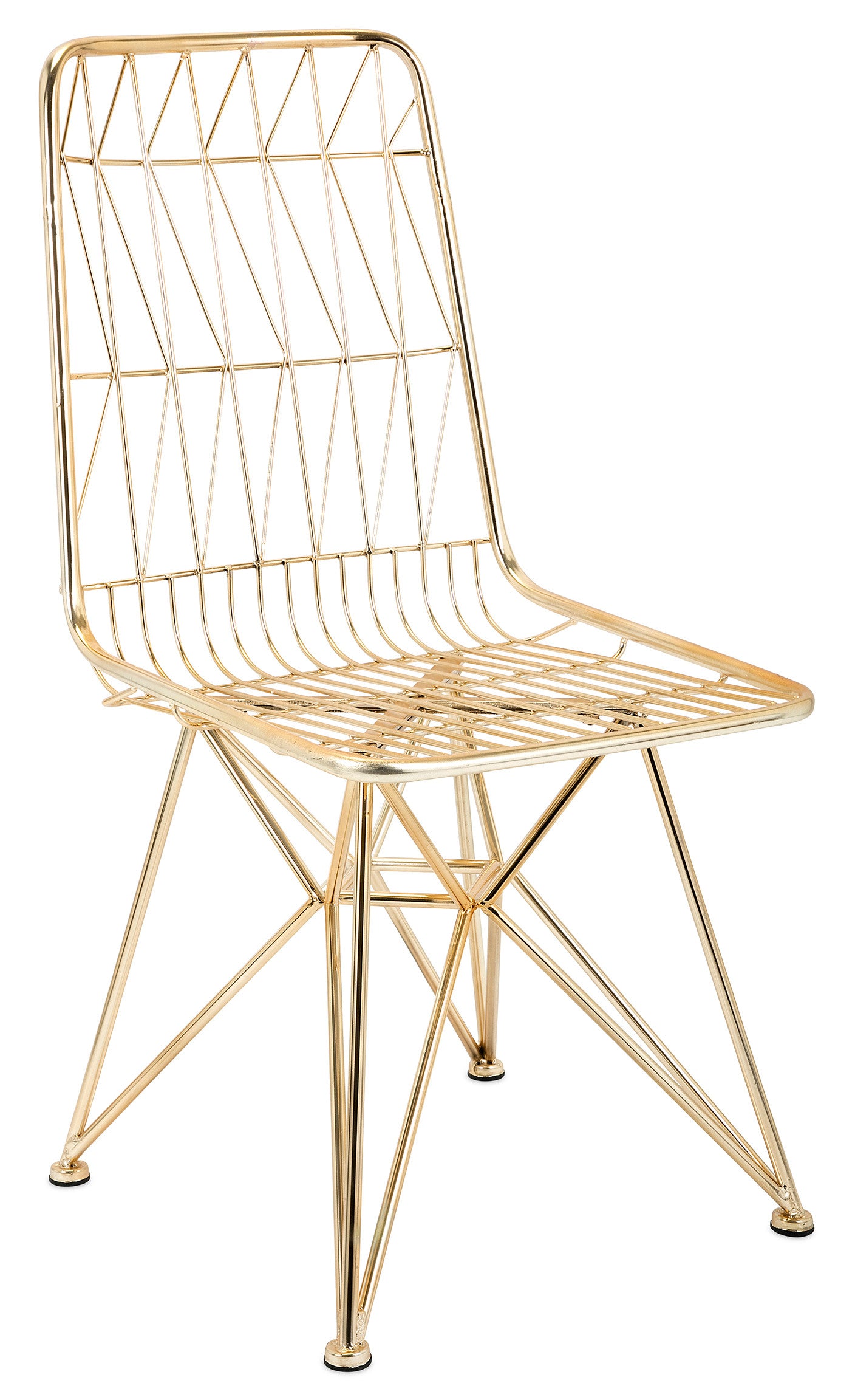 modern geometric gold finish metal mid century chairs  set of 2