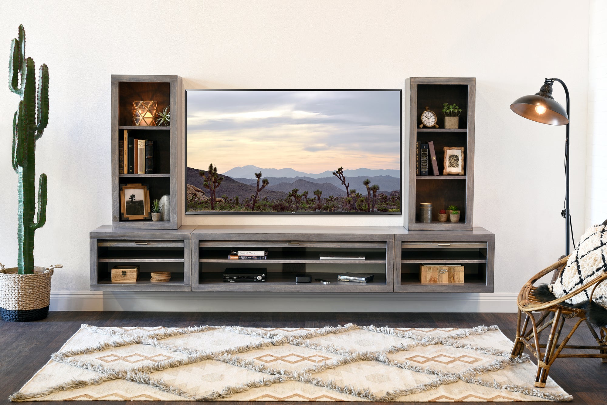 Gray Floating TV Stand Modern Wall Mount Entertainment Center ECO GEO ...