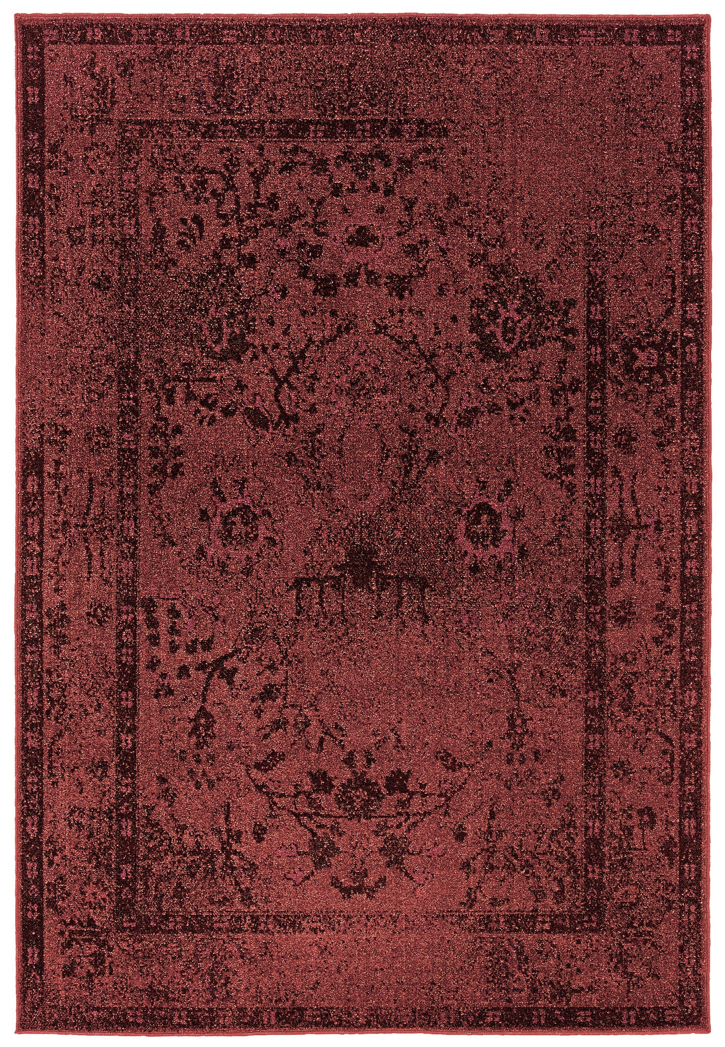 Crimson Red Overdyed Style Area Rug Woodwaves