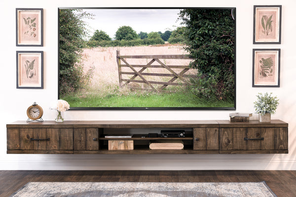  Farmhouse  Rustic Wood Floating TV  Stand Entertainment 