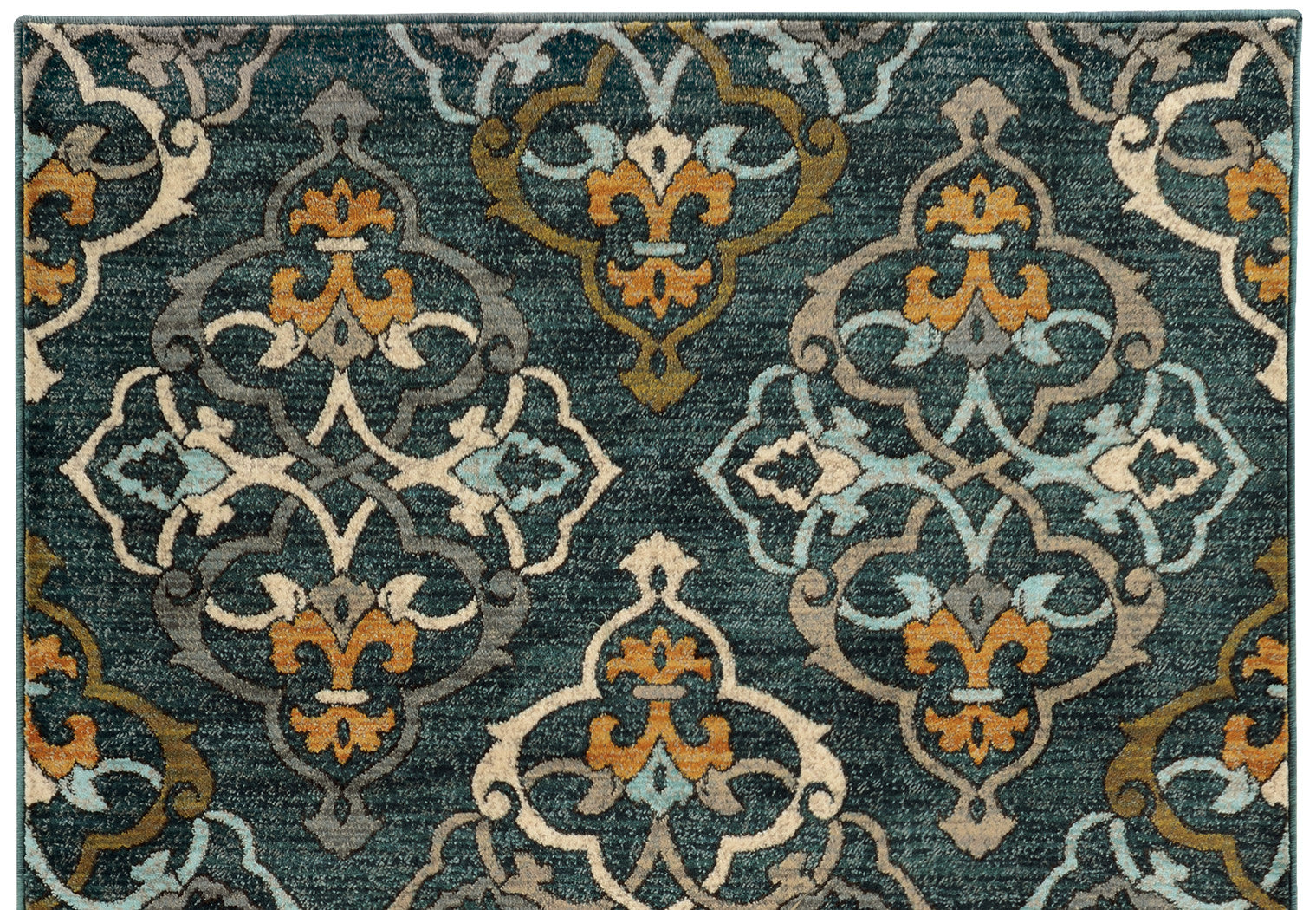 Teal and Gold Geometric Pattern Rug - Woodwaves - 