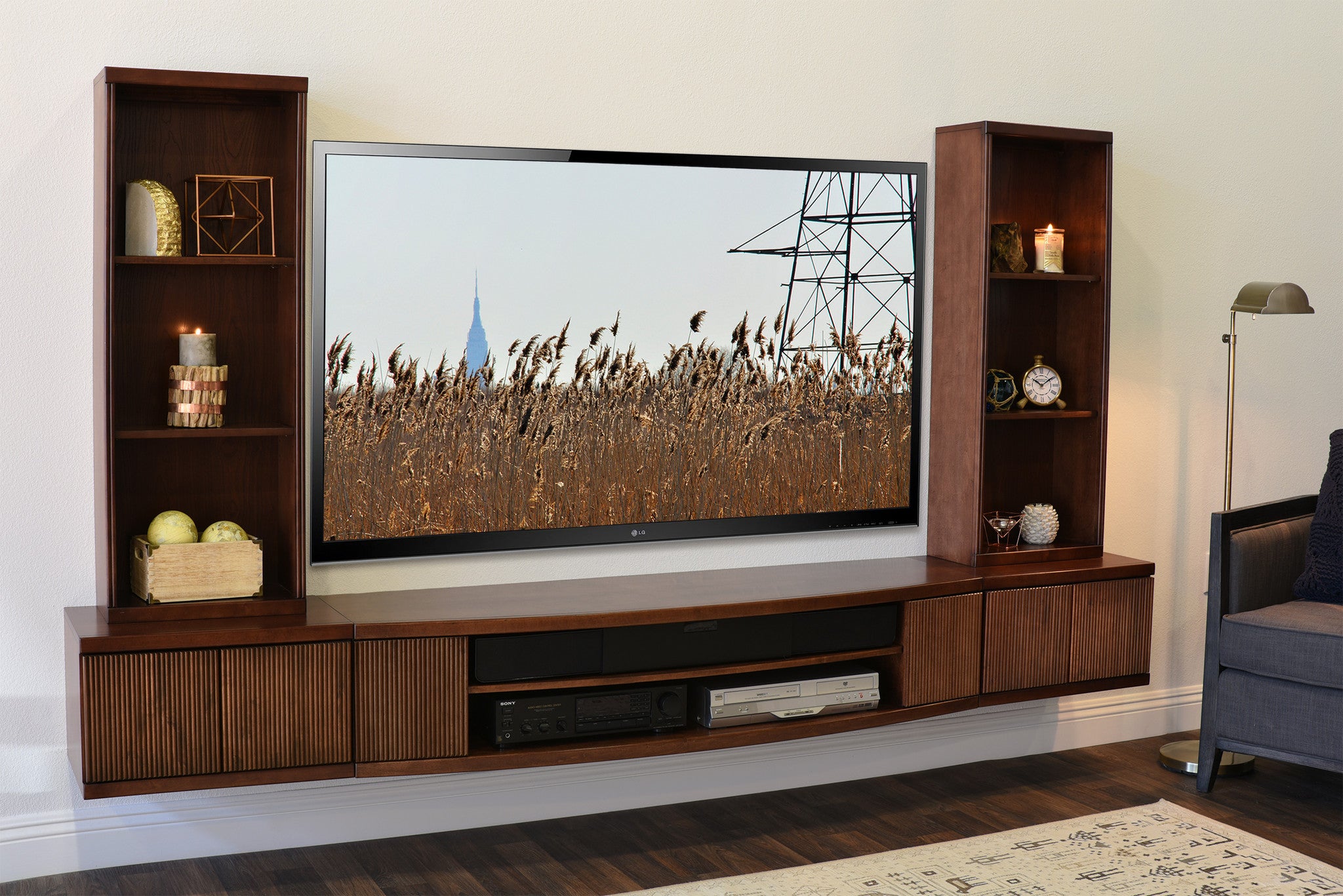 Floating TV  Stand  Wall  Mount Entertainment Center Curve 