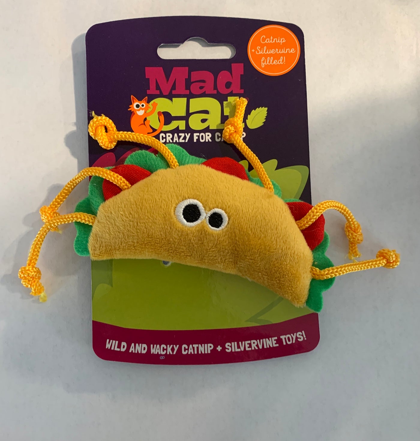 mad cat tabby taco cat toy