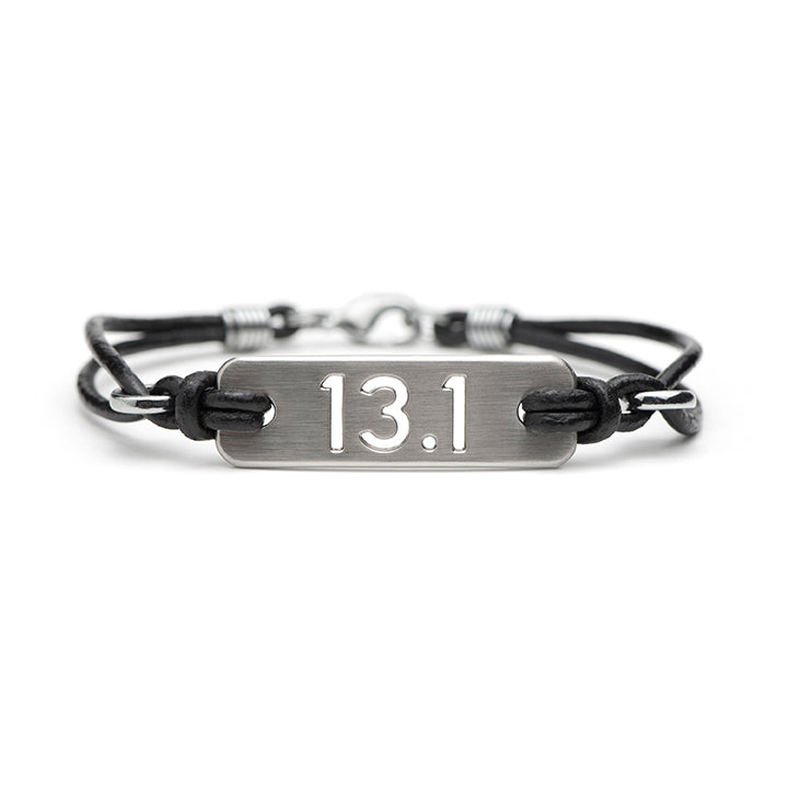 13.1 Half Marathon Running Bracelet - Pink or Black Leather – ATHLETE ...