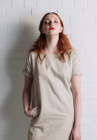 Red haired model in Kalopsia Liv Dress