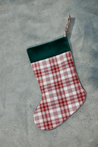 Red gingham christmas stocking