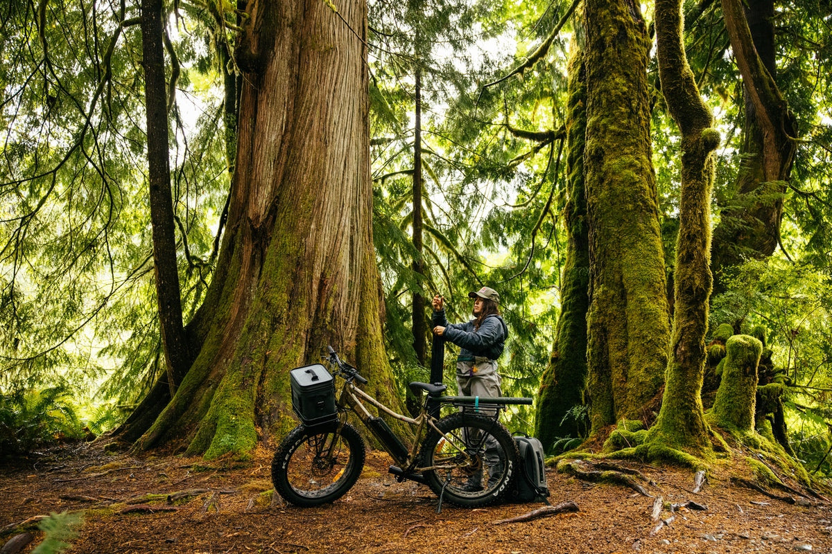 Boar Hunter eBike by Surface 604 with extended range battery deep in the wilderness