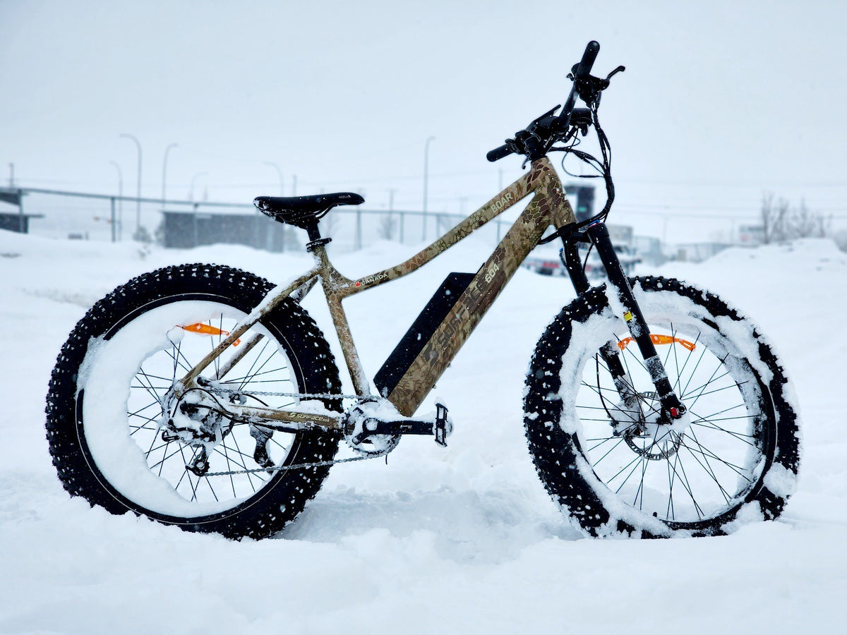 Surface 604 Boar Hunter fat-tire eBike in winter weather