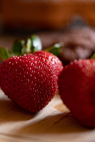 closeup of organic strawberry