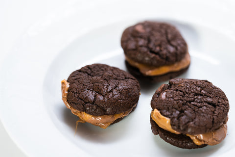 Melted Milk Duds Double Chocolate Sandwiches