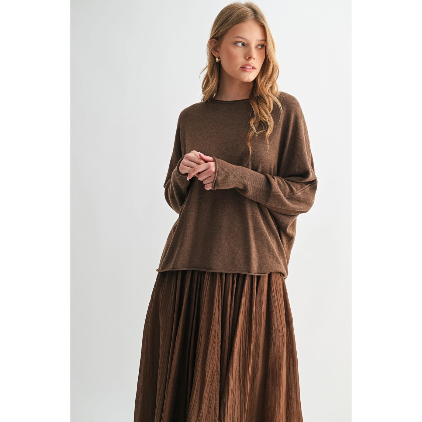 Chocolate Brown Dolman Sleeve Sweater
